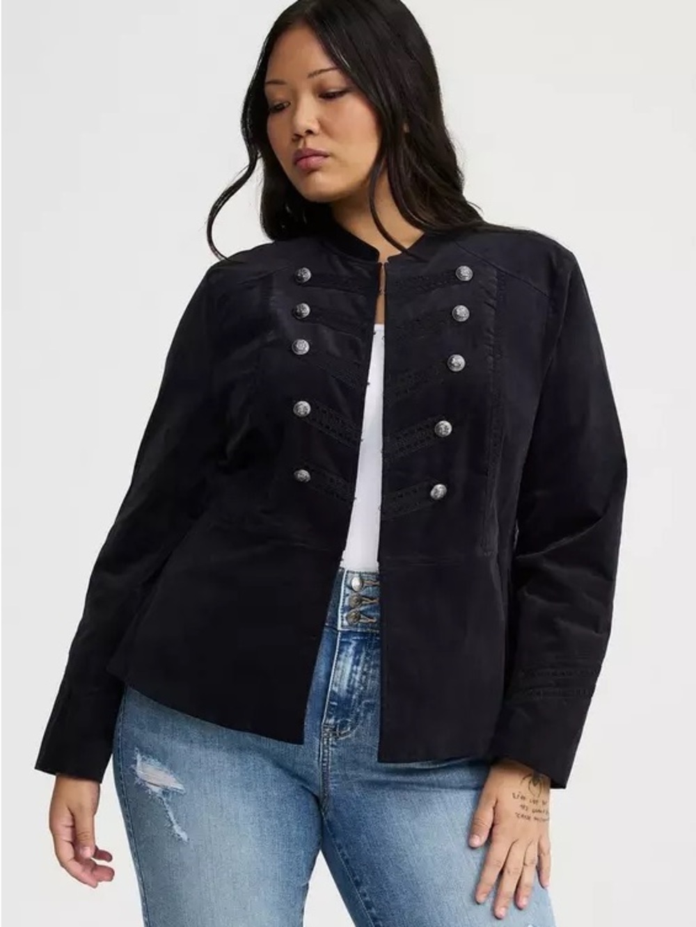 torrid Black Military-Style Button Jacket